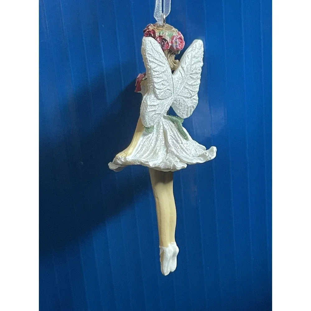 FAIRY BALLERINA w/ WINGS  A D A Rose Christmas ORNAMENT Silver Tree Holiday 4.5